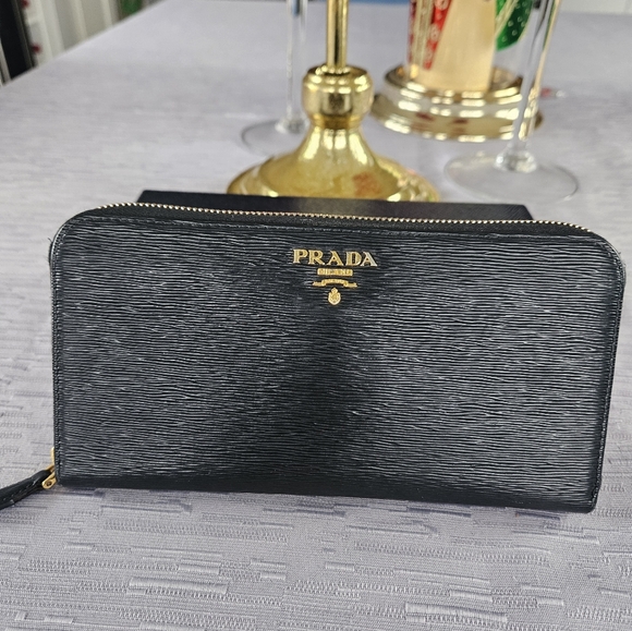 Prada Handbags - Prada Black Continential Zip Wallet
